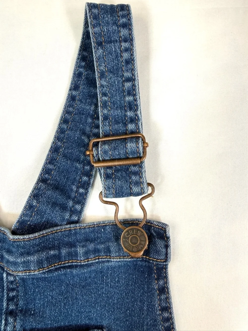 CREWCUTS Girls Overalls Size 10 Denim Slim‎ Fit Adjustable Strap Classic Casual